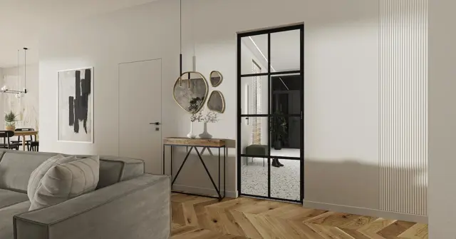 Double aluminium doors in a living room