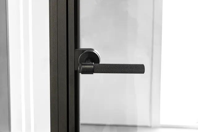 Aluminium glazed door, side view